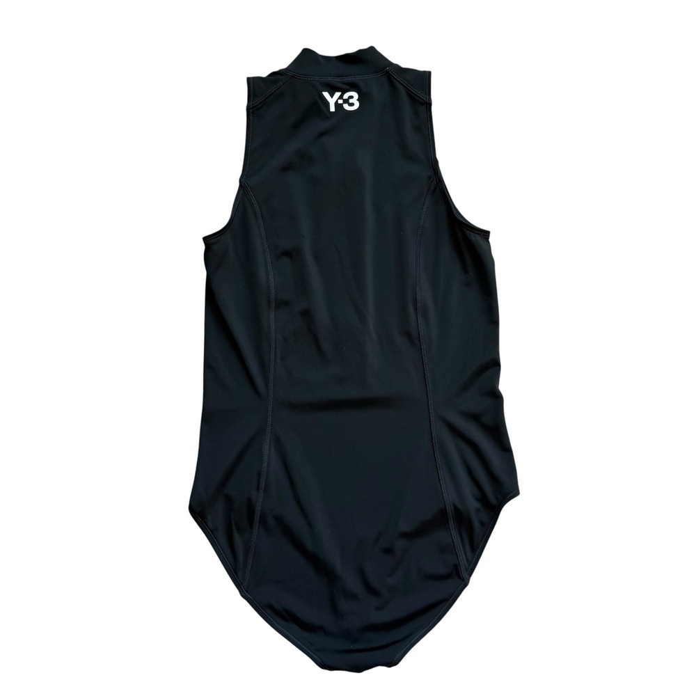 Y-3 Adidas Yohji Yamamoto Black Sleeveless Half Zip Bodysuit Mock Neck Large